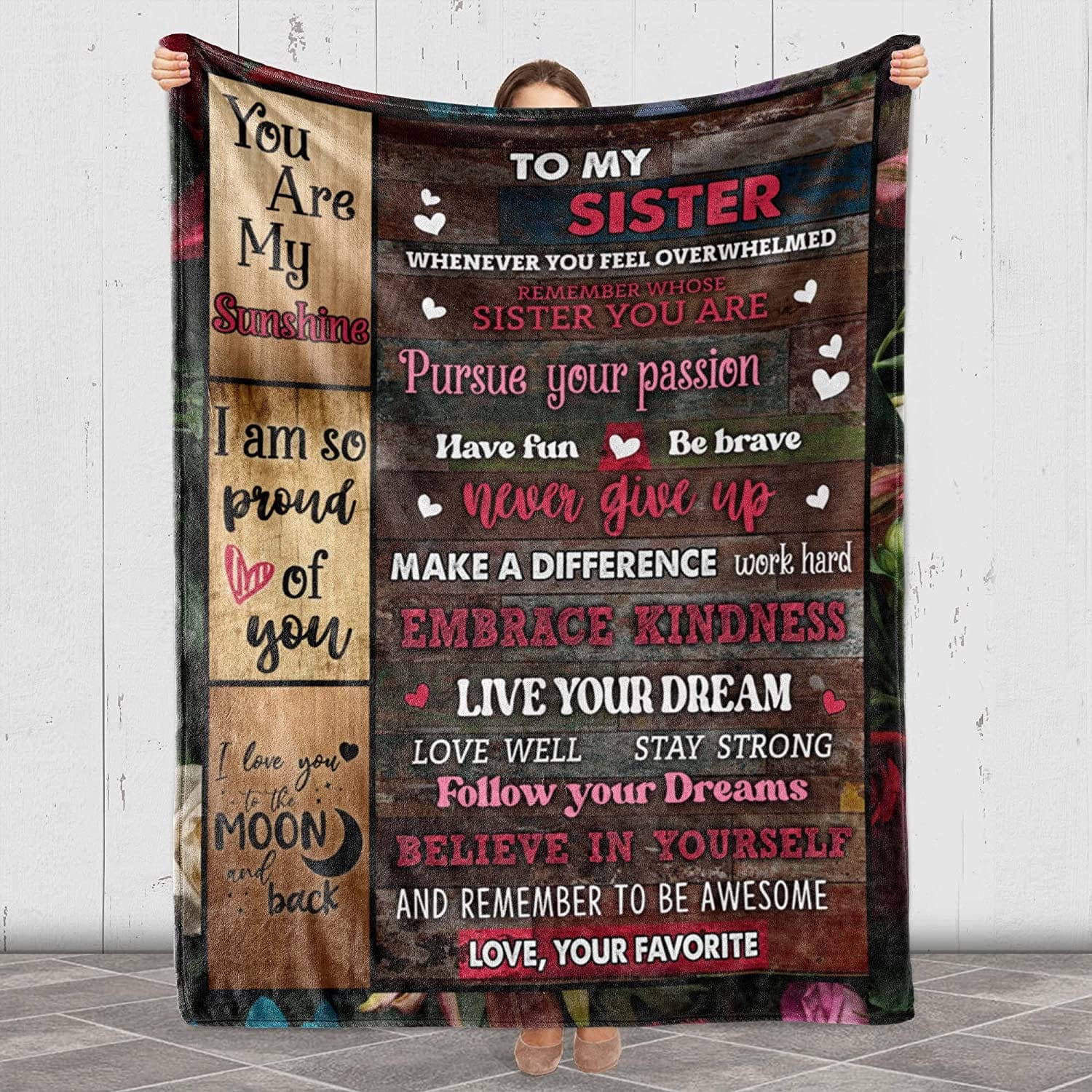 Personalized Blanket To My Sister Never Give Up Fleece Blanket