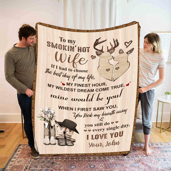 Personalized Blanket To My Smokin' Hot Wife Custom Blanket