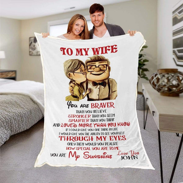 WHITE  To My Wife Personalized Blanket