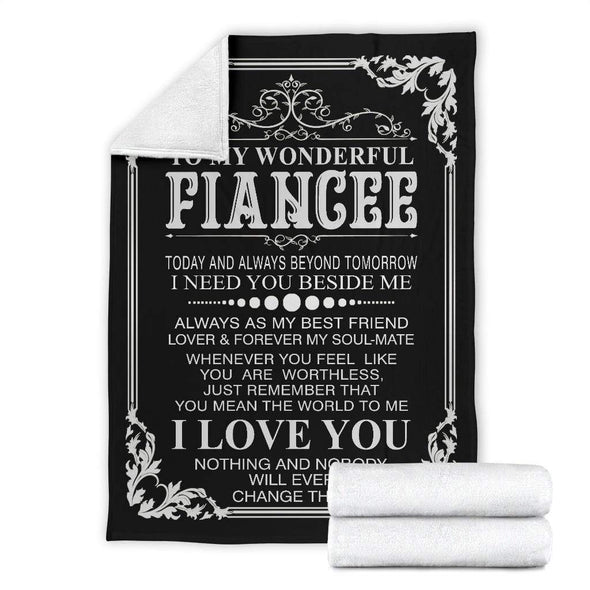 "To My Wonderful Fiancee" Fleece Blanket | Personalized Fleece Blanket for Fiancé