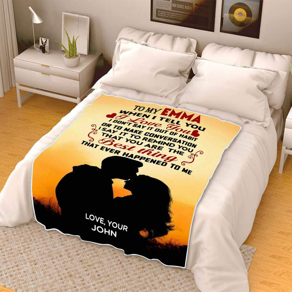 "When I Tell You I Love You" Personalized Blanket For Couple