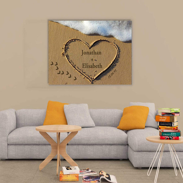 Beach Heart Personalized Wall Canvas
