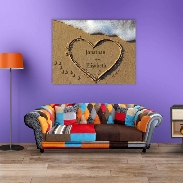 Beach Heart Personalized Wall Canvas