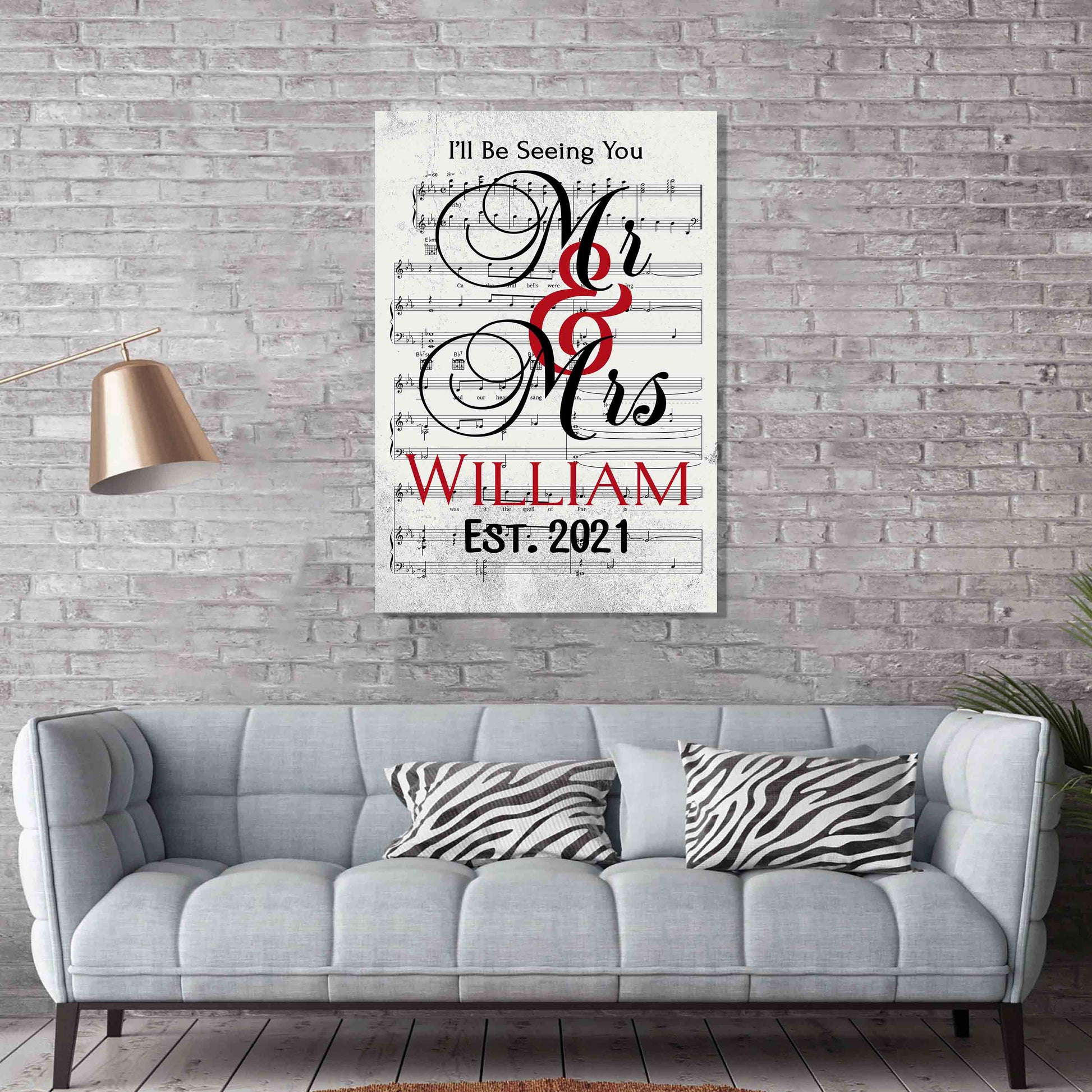 Personalized Canvas Mr. And Mrs. Customized Song Notes Canvas For Couples