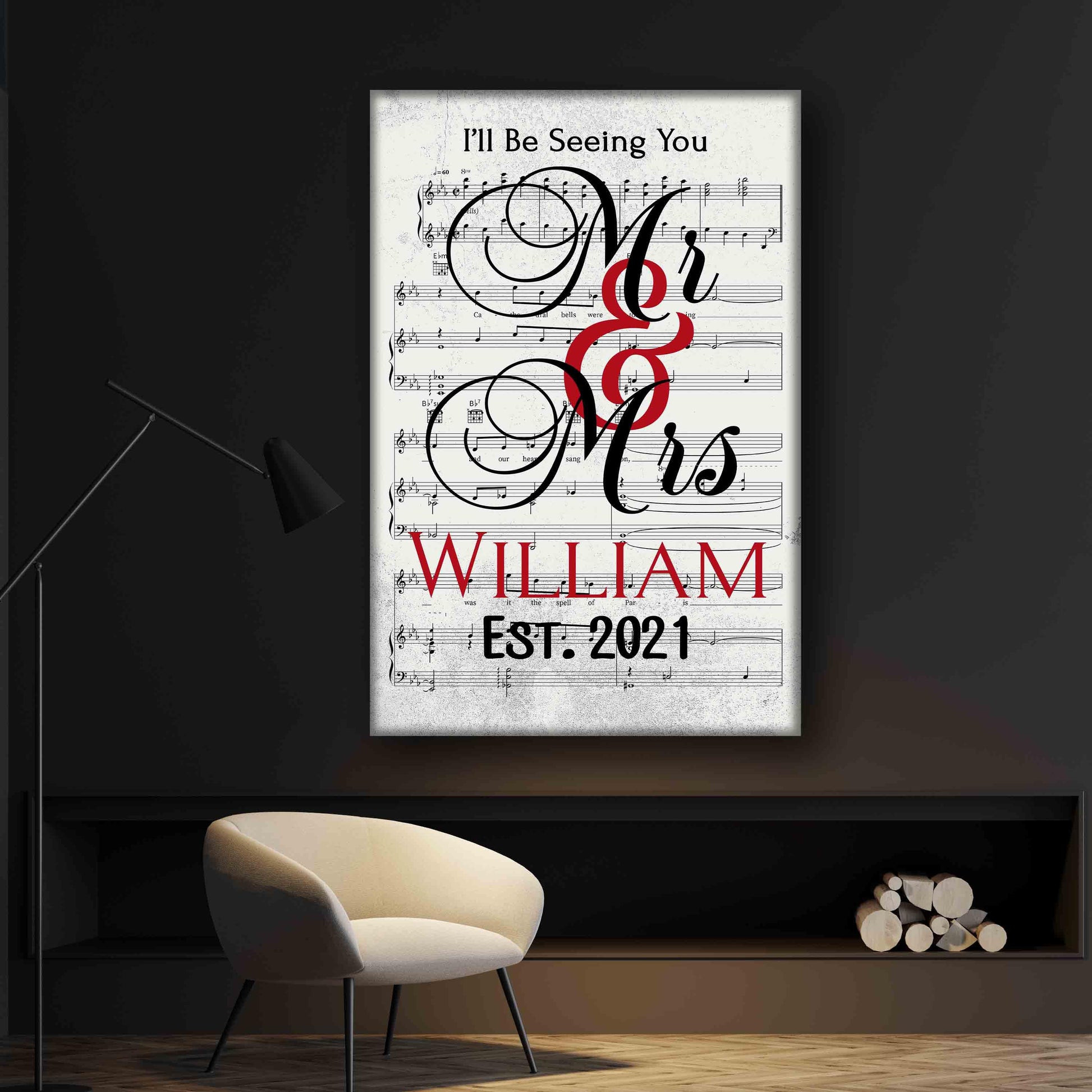 Personalized Canvas Mr. And Mrs. Customized Song Notes Canvas For Couples