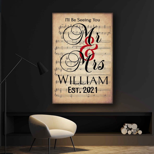 Personalized Canvas Mr. And Mrs. Song Notes Canvas For Couples - Ready To Hang