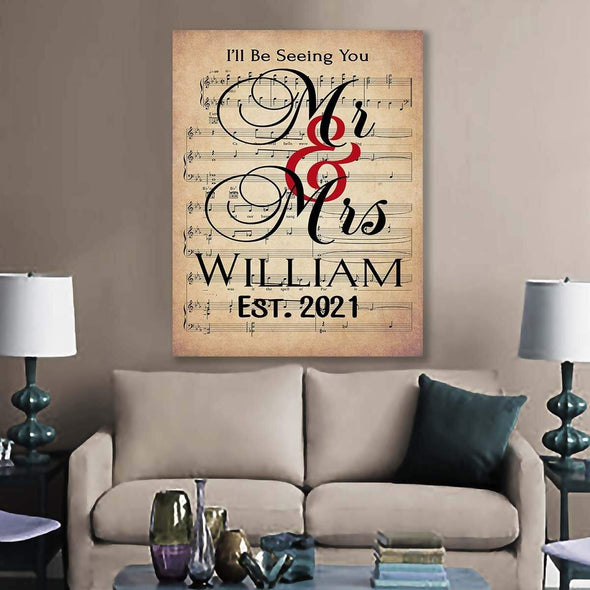 Personalized Canvas Mr. And Mrs. Song Notes Canvas For Couples - Ready To Hang