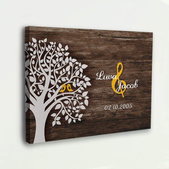 Personalized Wooden Wall Canvas For Couple