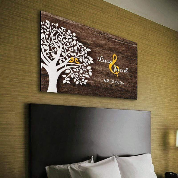 Personalized Wooden Wall Canvas For Couple