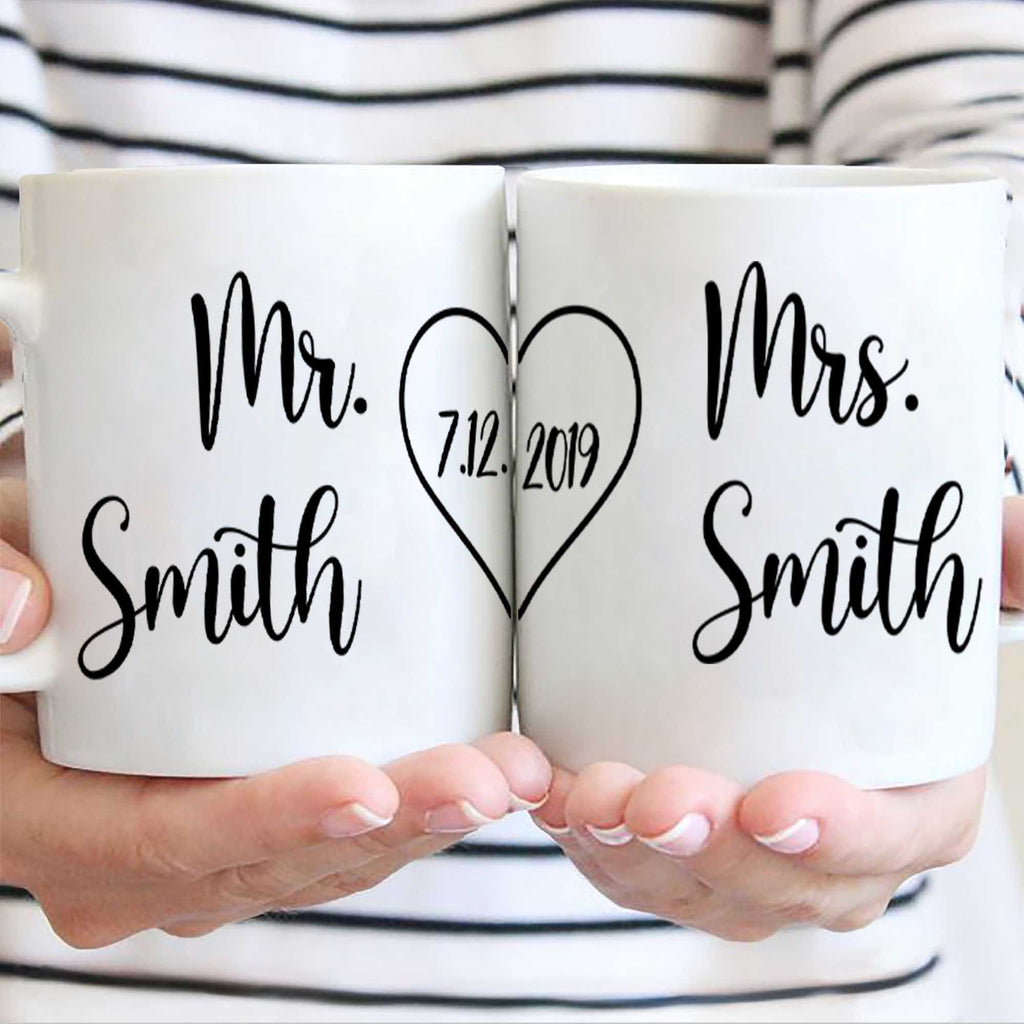 11Oz Personalized Ceramic Heart Mug For Couple