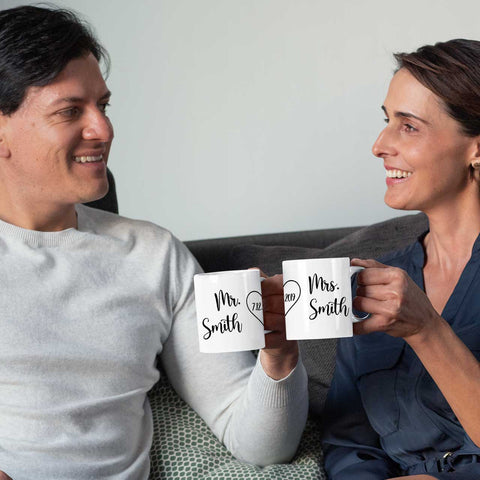 Personalized Ceramic Heart Mug For Couple