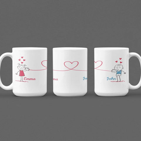 Personalized Coffee Mug For Couple With Tin Can Phone Design