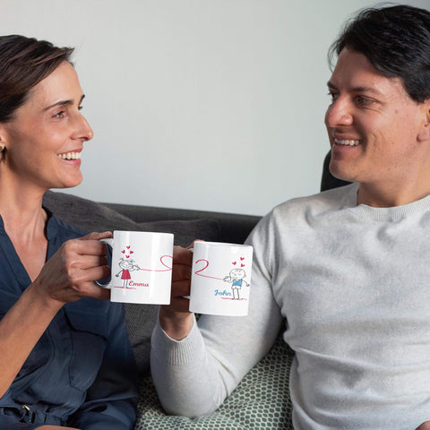 Personalized Coffee Mug For Couple With Tin Can Phone Design