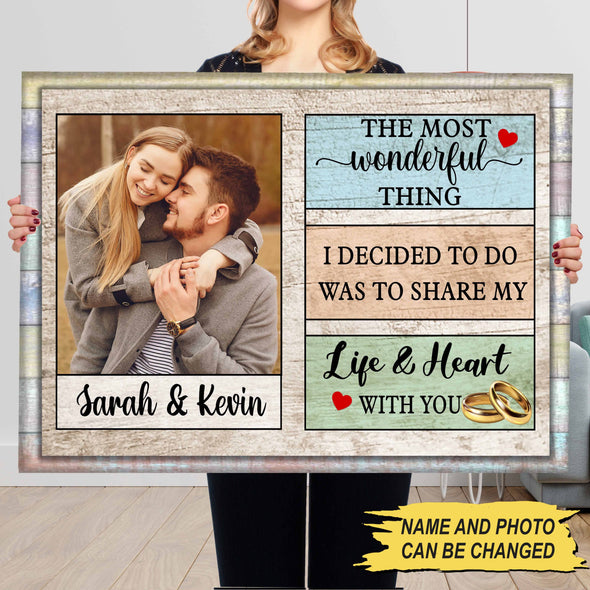 Street Sign Canvas Life And Heart - Personalized Custom Photo
