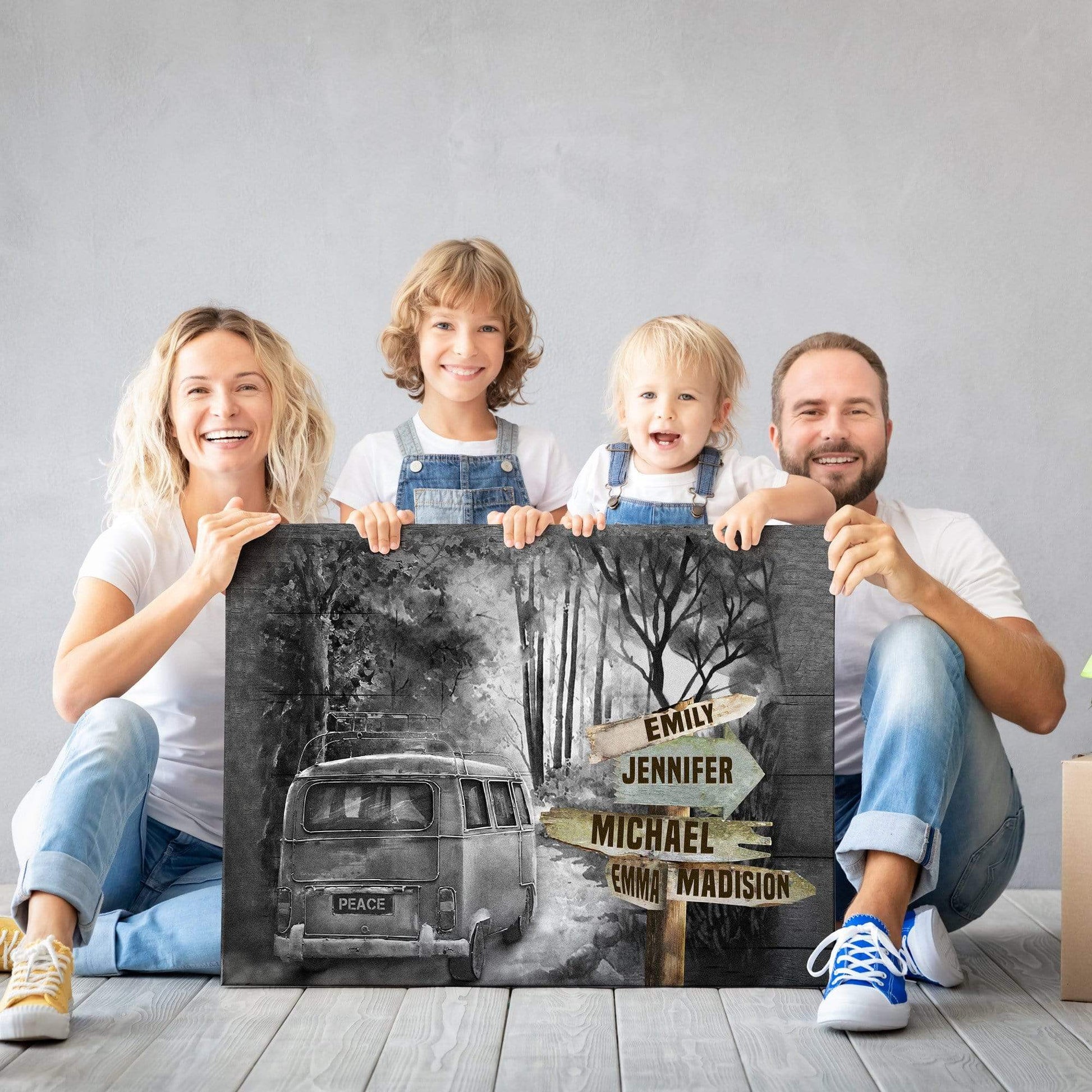 Street Sign Canvas Wanderlust Camping Black And White Custom Canvas With Multi Names