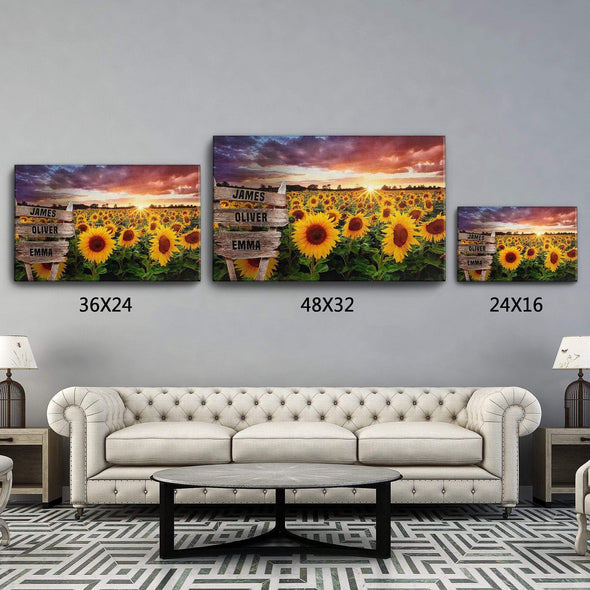 Sunflower Field Custom Canvas With Multi Names