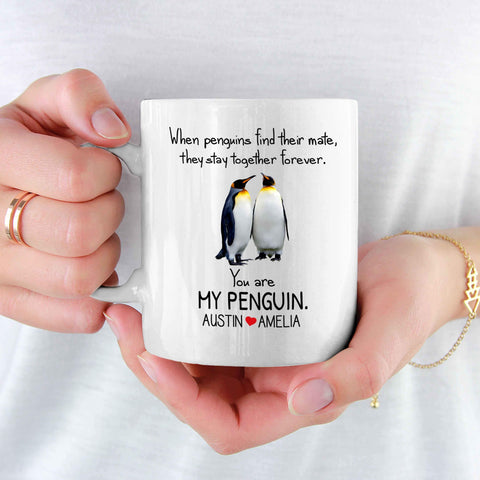 11Oz They Stay Together Forever Personalized Couple Penguins Mug