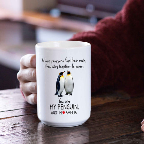 They Stay Together Forever Personalized Couple Penguins Mug