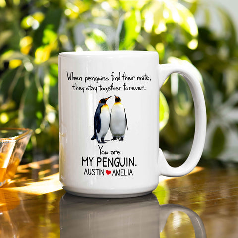 They Stay Together Forever Personalized Couple Penguins Mug