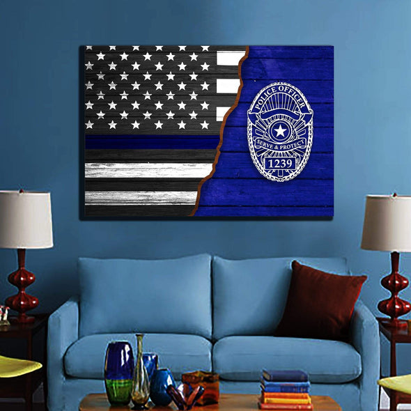 Thin Blue Line Flag - Personalized Canvas