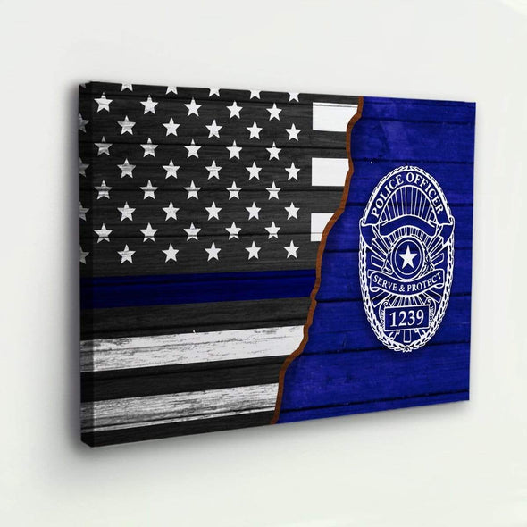 Thin Blue Line Flag - Personalized Canvas