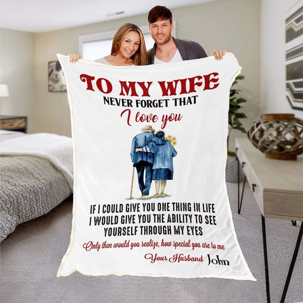 To My Wife - Premium Personalized Blanket