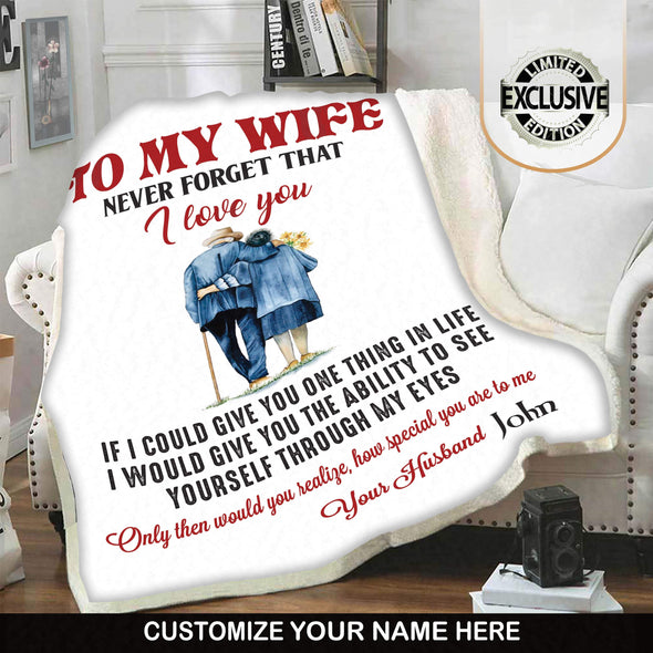 60"X80" / WHITE To My Wife - Premium Personalized Blanket