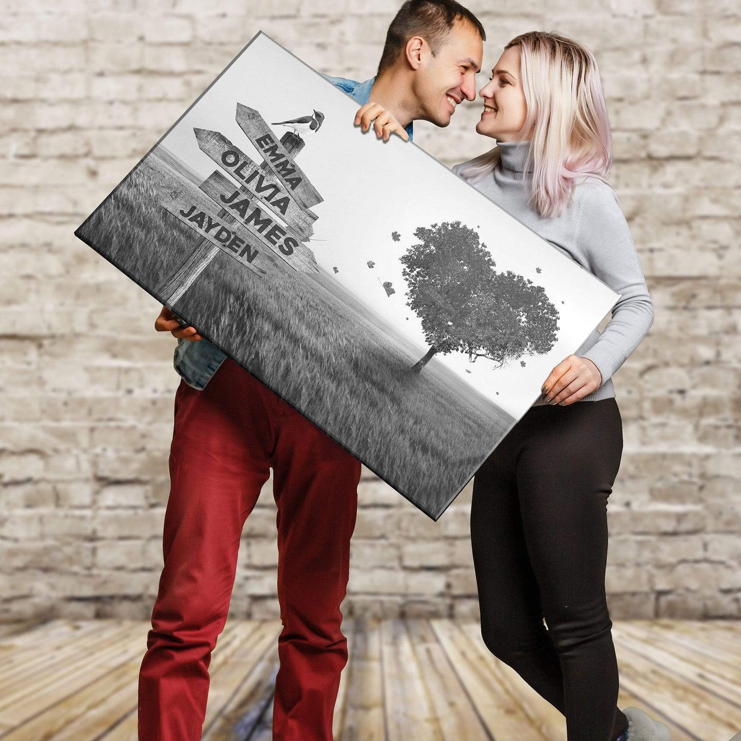 Tree Of Love Multi Names Premium Canvas