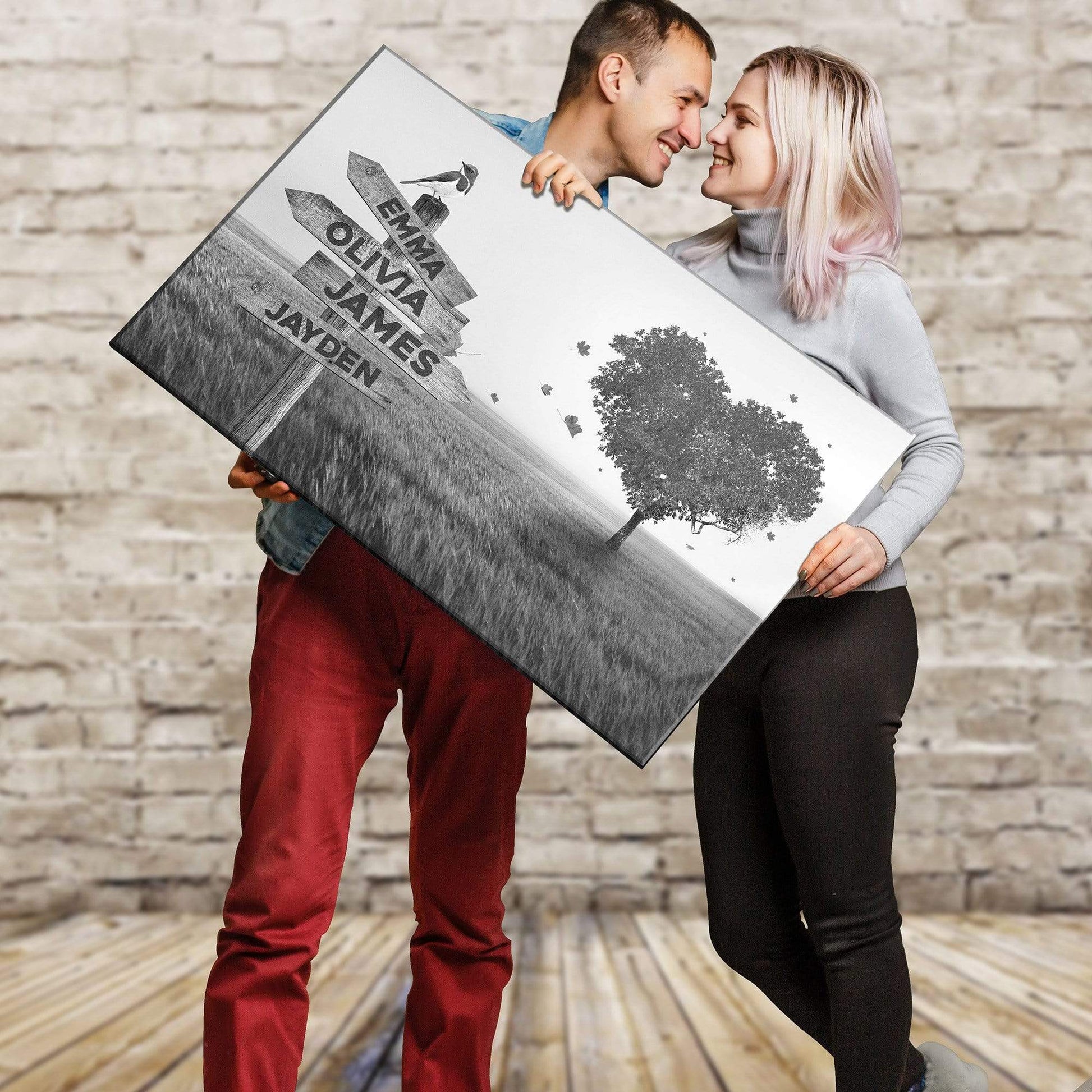 Tree Of Love Multi Names Premium Canvas