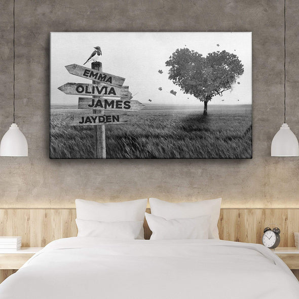 Tree Of Love Multi Names Premium Canvas