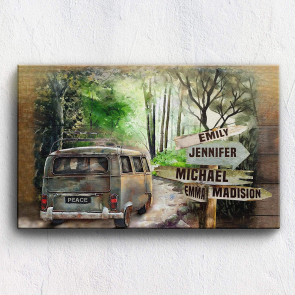 Wanderlust Camping Custom Canvas With Multi Names