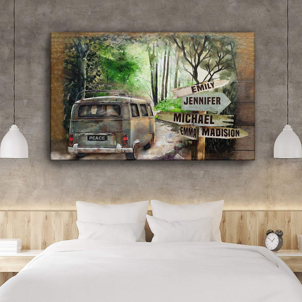 Wanderlust Camping Custom Canvas With Multi Names