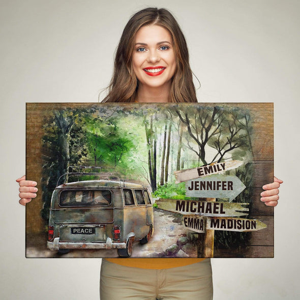 Wanderlust Camping Custom Canvas With Multi Names