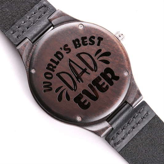 Watches Standard Box World's Best Dad Ever, Engraved Wooden Watch For Dad, Best Father's Day Gift, Birthday Gift For Dad
