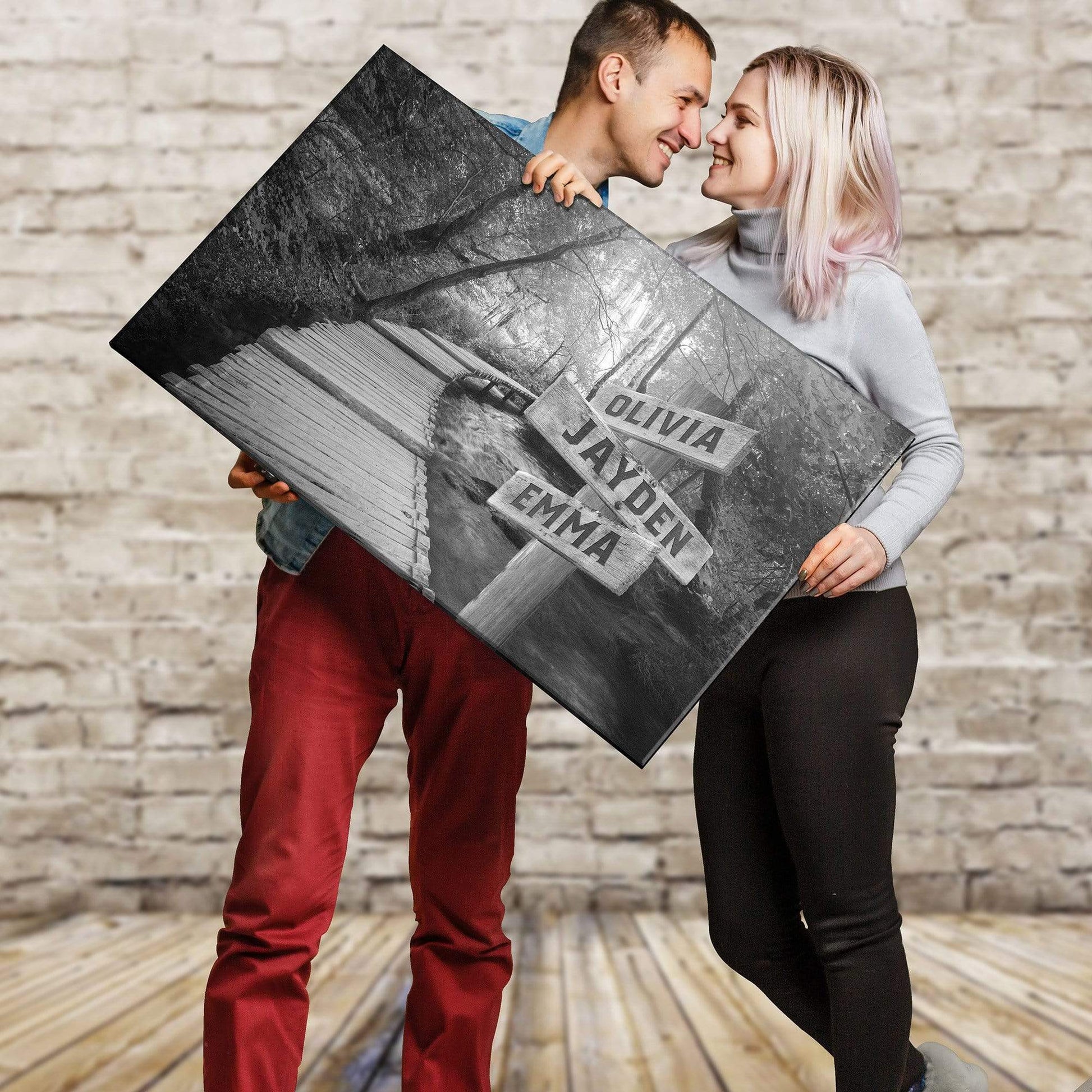 Woods Path Premium Canvas With Multi Names