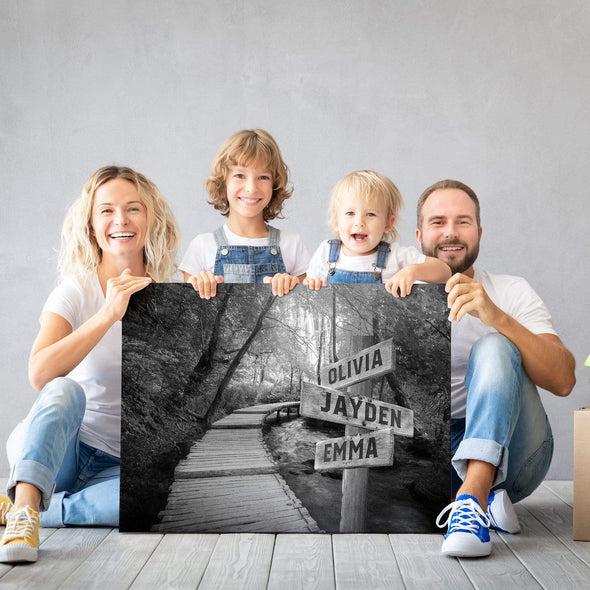 Woods Path Premium Canvas With Multi Names