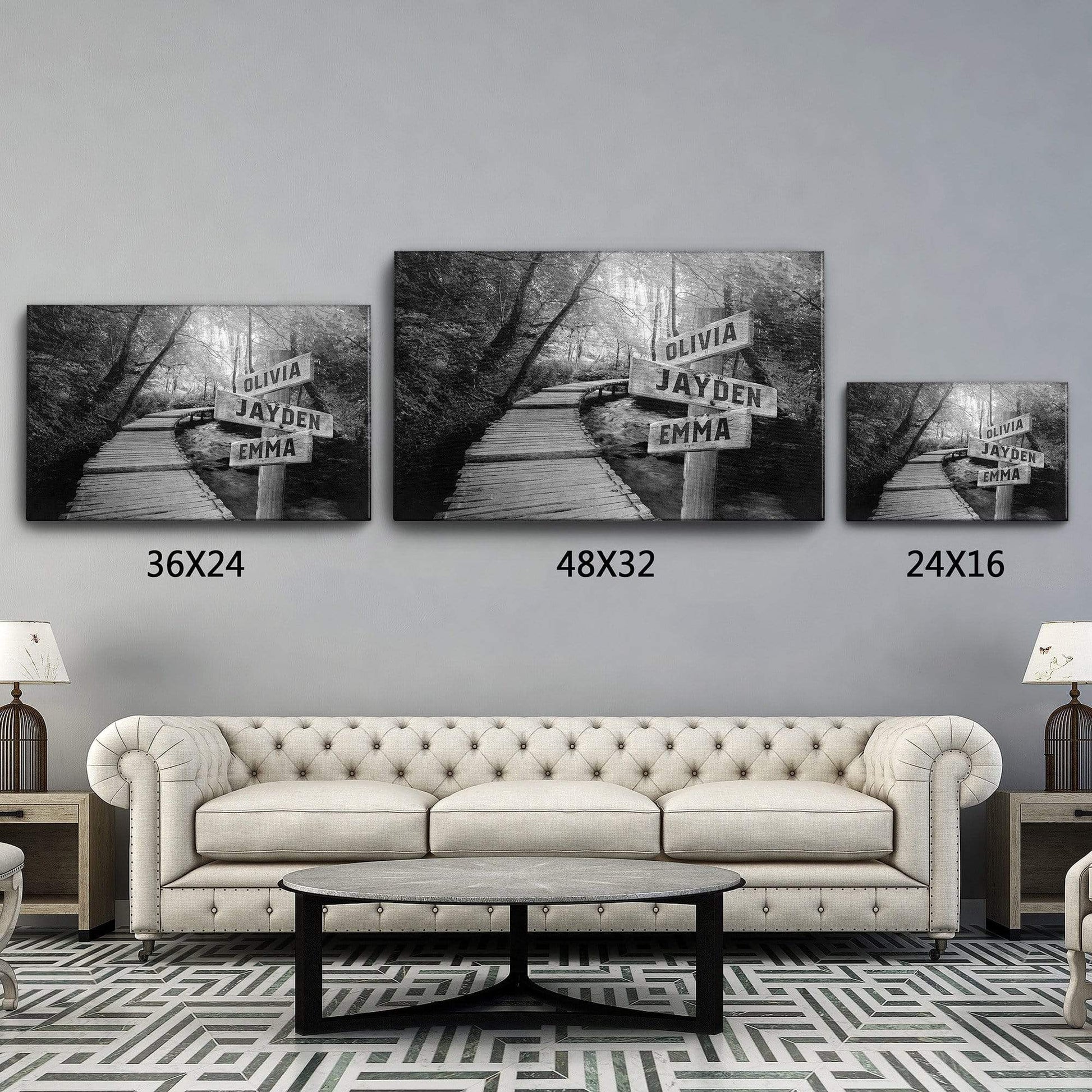 Woods Path Premium Canvas With Multi Names