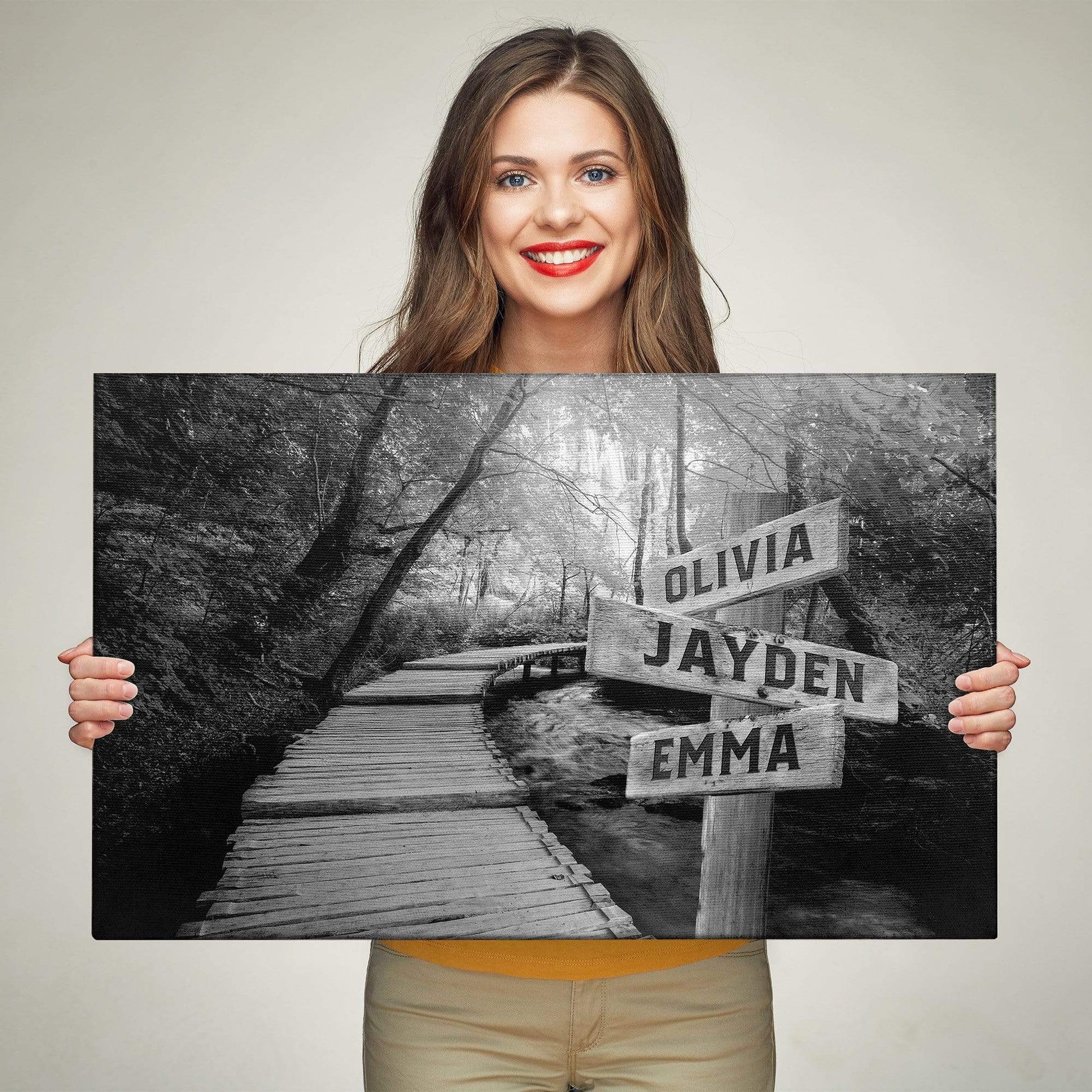 Woods Path Premium Canvas With Multi Names